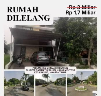 Dijual rumah murah lelang LT 160 hrg 1.7 M di metland cakung