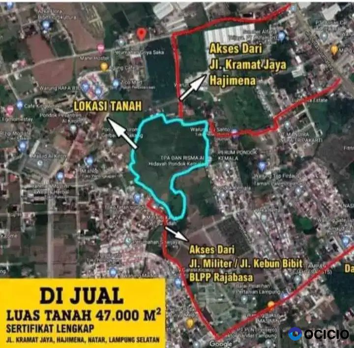 tanah 4,7 hektar dekat bundaran hajimena