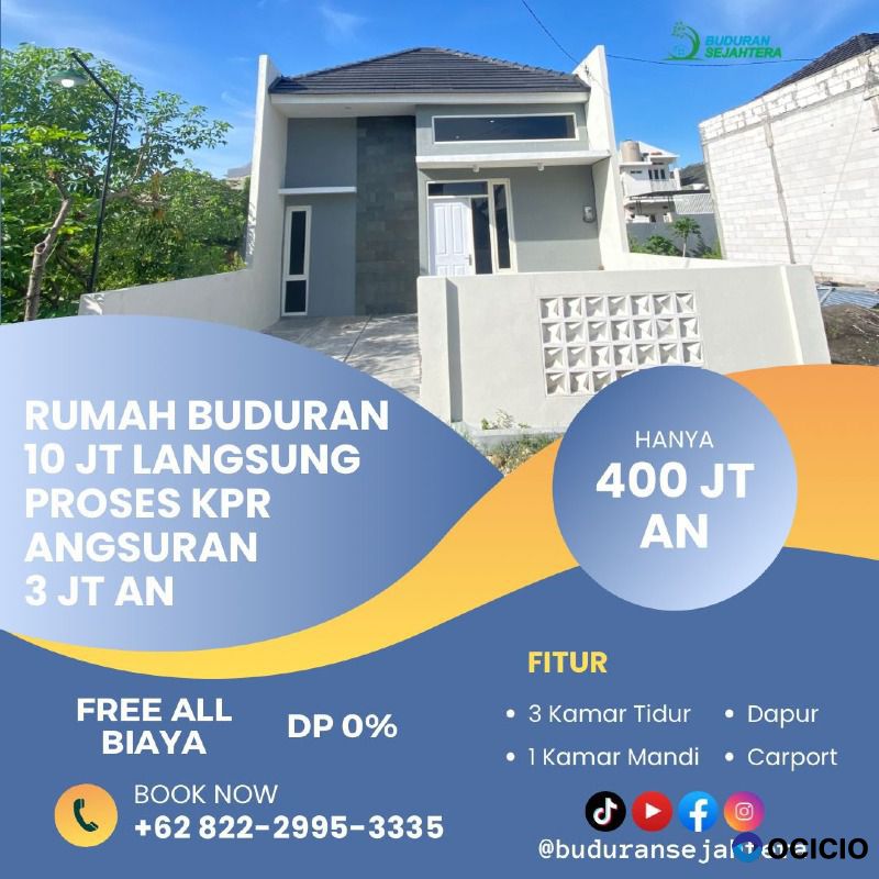DIJUAL RUMAH 3 KAMAR TIDUR DI BUDURAN SIDOARJO HANYA 400 JT AN