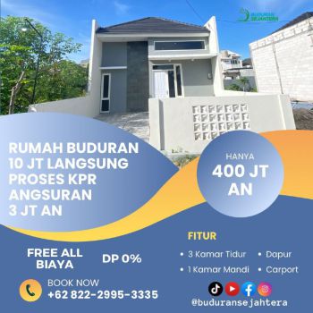 DIJUAL RUMAH 3 KAMAR TIDUR DI BUDURAN SIDOARJO HANYA 400 JT AN