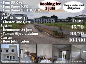 Jual rumah baru ready stock tanpa Dp