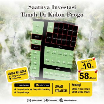 tanah di kulon progo yogyakarta harga 58 jutaan dekat kampus wates