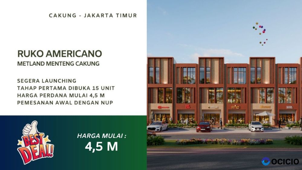 Ruko Americano Metland Menteng Cakung Harga Perdana