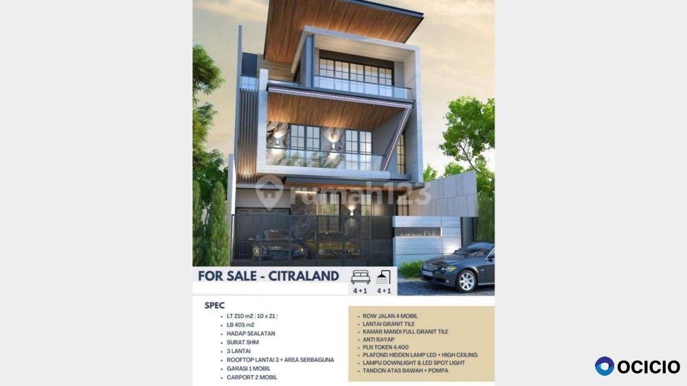 Rumah 3 Lantai Bagus, lokasi strategis di Citraland Surabaya