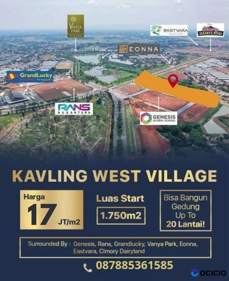Dijual Kavling Komersial West Village, Jln BSD Raya Pusat, BSD City