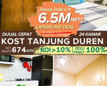 Dijual Rumah Kost di Jl. Lontar Raya, Tanjung Duren Utara, Grogol Petamburan