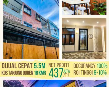 Dijual Rumah Kost di Jln Tanjung Duren Timur, Jakarta Barat