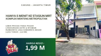 Rumah Dijual Menteng Metropolitan Cakung Jakarta Timur